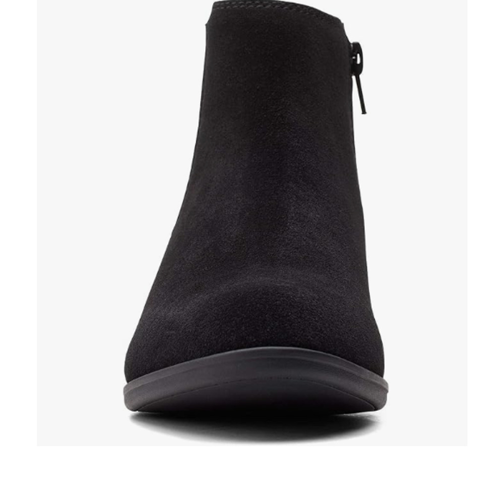 CLARKS Women’s Adreena Flora Suede Leather Bootie In Black US Size 10 - Picture 3 of 4